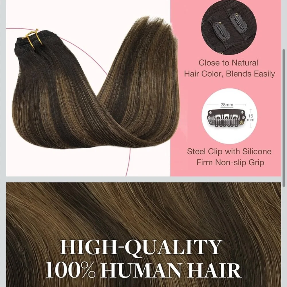 Chestnut Brown Highlight Clip-In Hair Extensions for Women